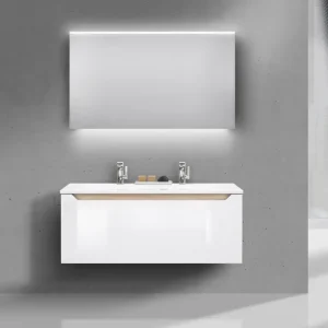 Neue Ware Design Badmöbel Monza Doppelwaschtisch 120 cm, weiß hochglanz