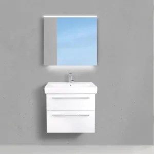 Ausverkauf Badmöbel Shape, Geberit Smyle Square Waschtisch 75 cm, Unterschrank und Lichtspiegel