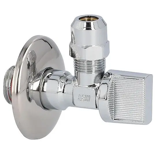 Highlight ASW Kugel-Eckventil 1/2'' x 3/8'' - selbstdichtend, Messing verchromt