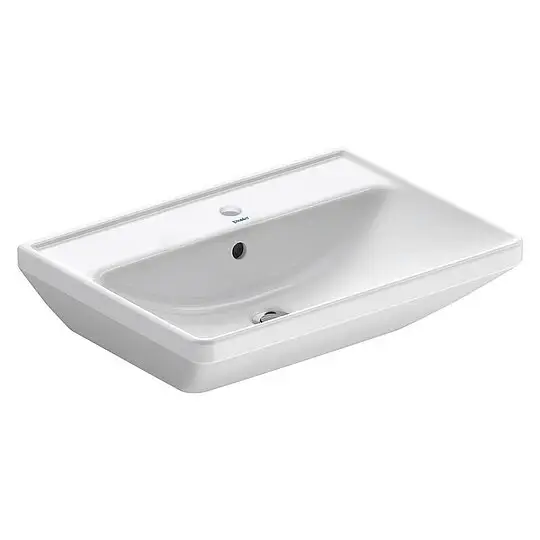 Echt Waschtisch Duravit D-Neo, 600 x 165 x 440 mm, mit Überlauf, 1 Hahnloch mittig, weiß - 2366600000