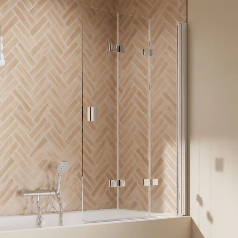 Elana 2.0 eckig Drehfalttür 3-teilig für Badewanne, Anschlag rechts Echt