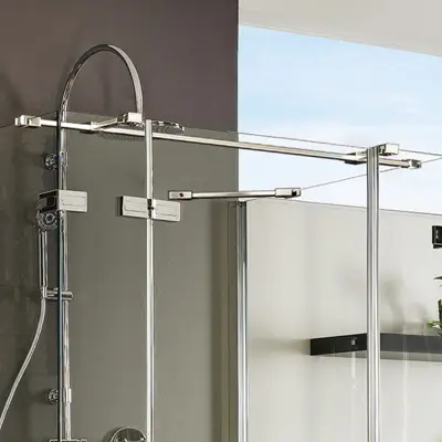 Letzte Chance Stabilisator 90° mit T-Verbindern für Glas/Glas Montage