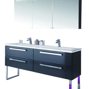 Finale Aktion Puris Star Line Badmöbel Set 160,6 cm breit – Spiegelschrank mit Spiegelblende inkl. LED Beleuchtung