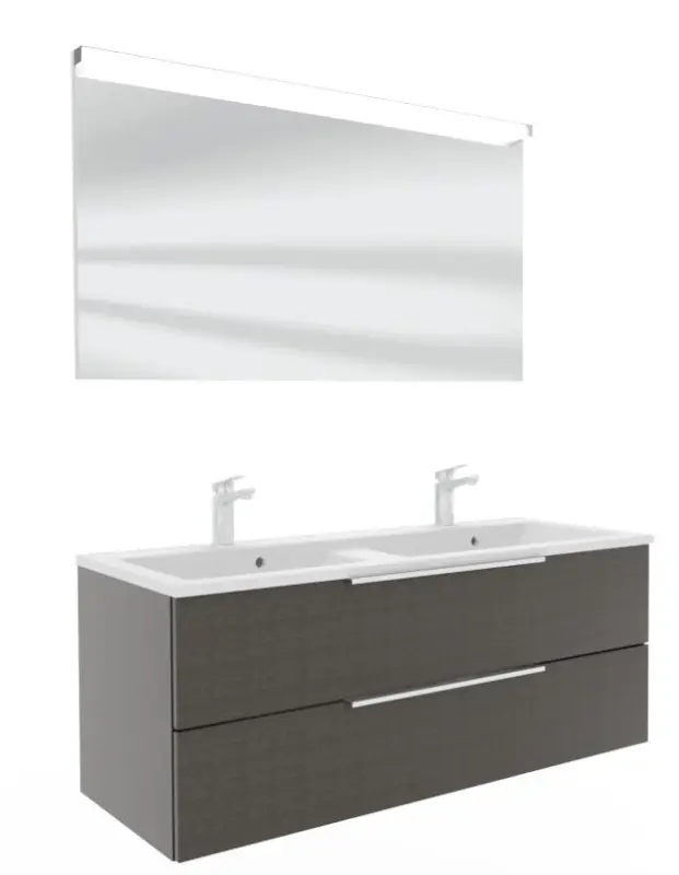 Puris Fresh Badmöbel Set mit Mineralmarmor- oder Glasdoppelwaschtisch - 120 cm Top-Angebot
