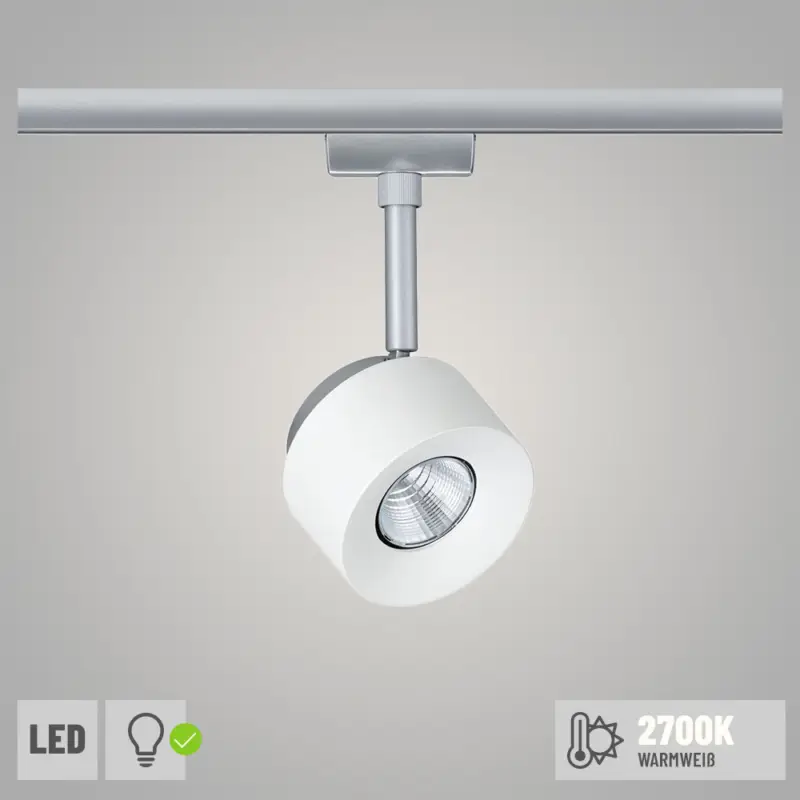 Paulmann URail LED Spot Pane 7,4W 400lm 2700K dimmbar chrom matt weiß (LED fest verbaut) Kostenfreie Lieferung