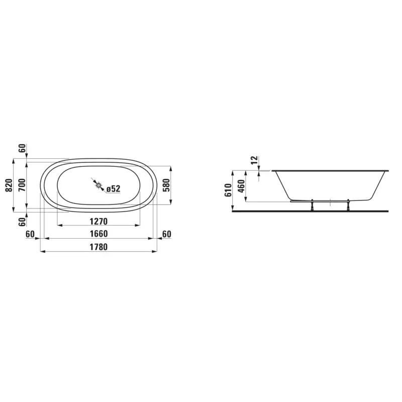 Online Kaufen Laufen Badewanne „Ilbagnoalessi“ oval 1780 × 820 mm in Weiß