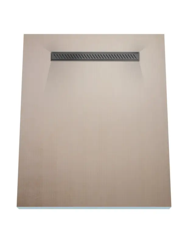 Duschelement 90 x 120 cm 4-seitiges Gefälle mit Sekundärentwässerung Wiper Showerlay Line Elite PVD Zonda Black Geprüft