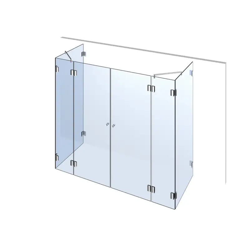 Glasdusche Pontere 1-406, 2flg. Duschtür zwischen 2 Festteilen Geprüft