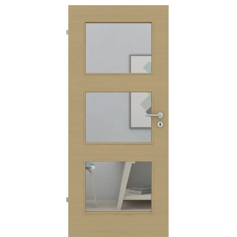 Zimmertür mit Lichtausschnitt LA3 CPL Matt Eiche-Beige Quer Designkante Sonderangebot
