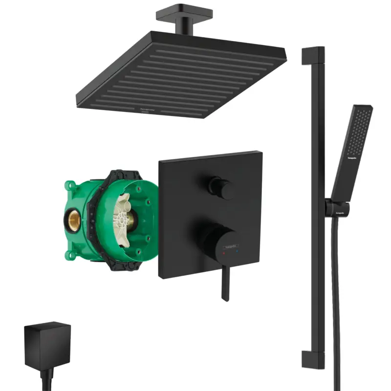 Sonderaktion Hansgrohe Finoris Unterputz Duschsystem Pulsify E Brauseset schwarz matt Pulsify E 260 Deckenanschluss und iBox