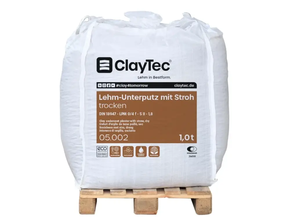 Nur Heute Claytec Lehmunterputz mit Stroh trocken Big-Bag 1,0 t