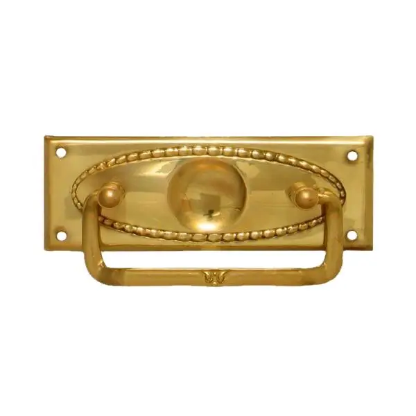 Jugendstil Möbelschild geprägt Messing MPG 70 x 28mm mit Griff Serie JU018 Nur Für Kurze Zeit