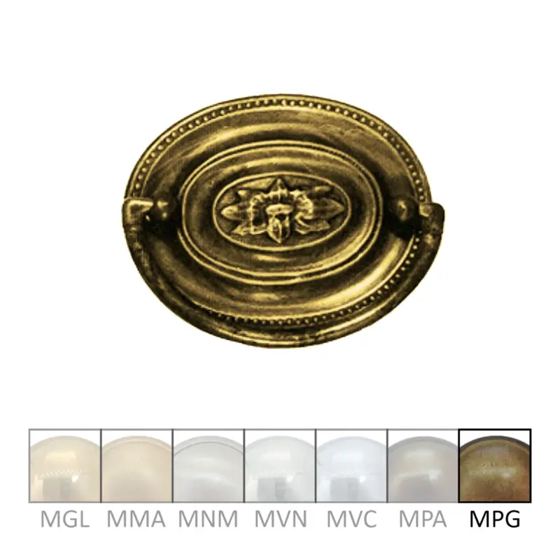 Klassizismus Möbelschild geprägt Messing MPG 75x57mm mit Griff Serie KL084 Knallerangebot