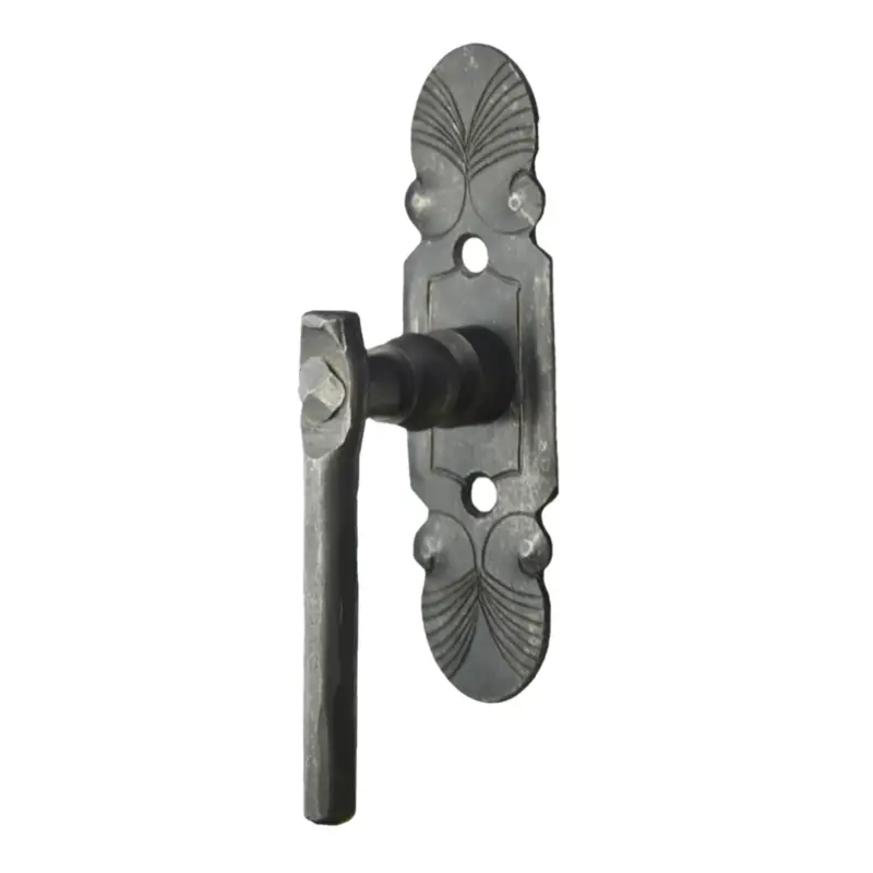Top-Seller Fenstergriff auf Rosette in Eisen Schwarz gebrannt & gewachst Grifflänge 90mm Serie FG069